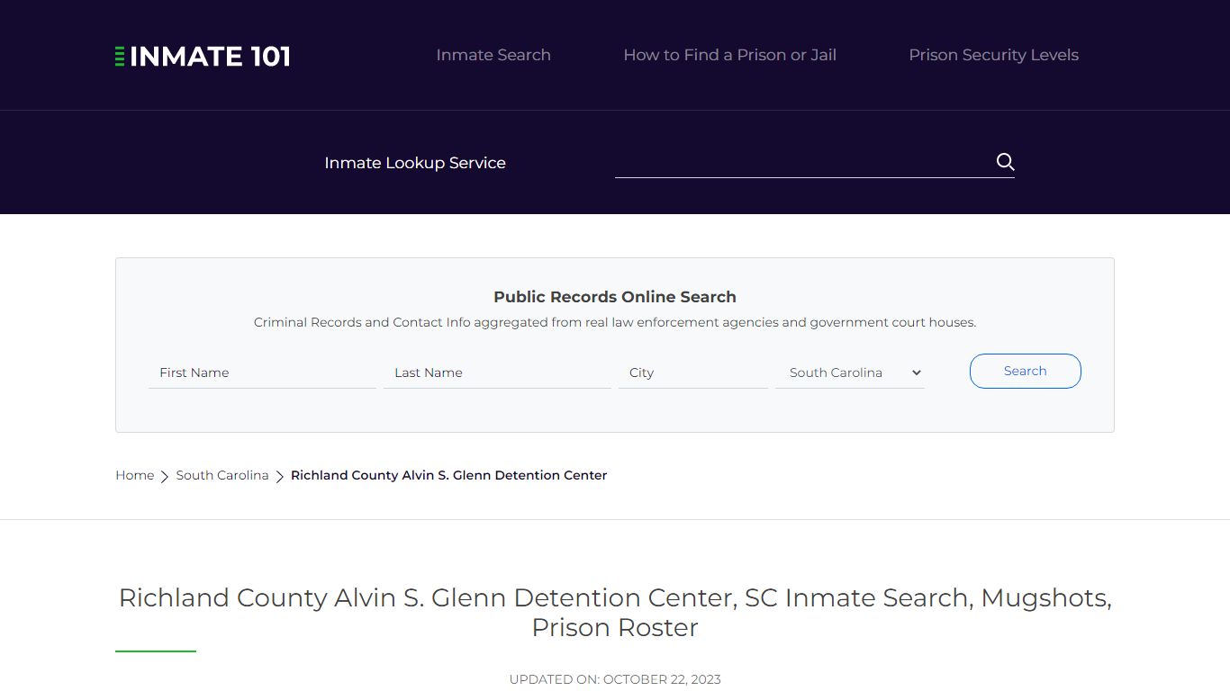 Richland County Alvin S. Glenn Detention Center, SC Inmate Search ...